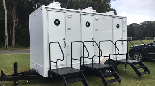 restroom trailer in Service Area